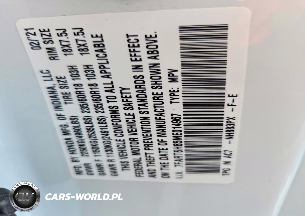 2021 Honda Cr-V Exl VIN:7FART6H85ME014967 - 13
