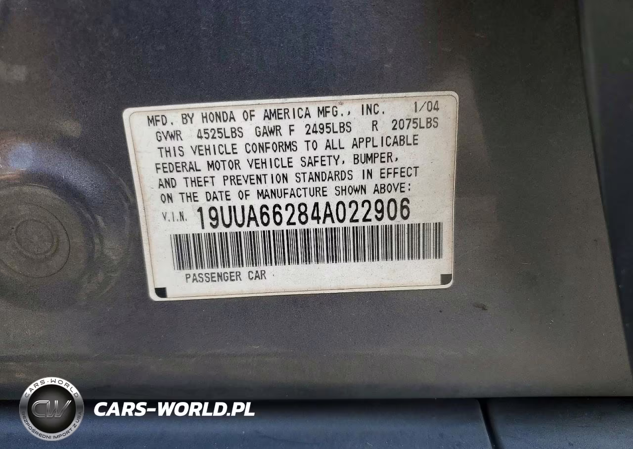 2004 Acura Tl VIN:19UUA66284A022906 - 12