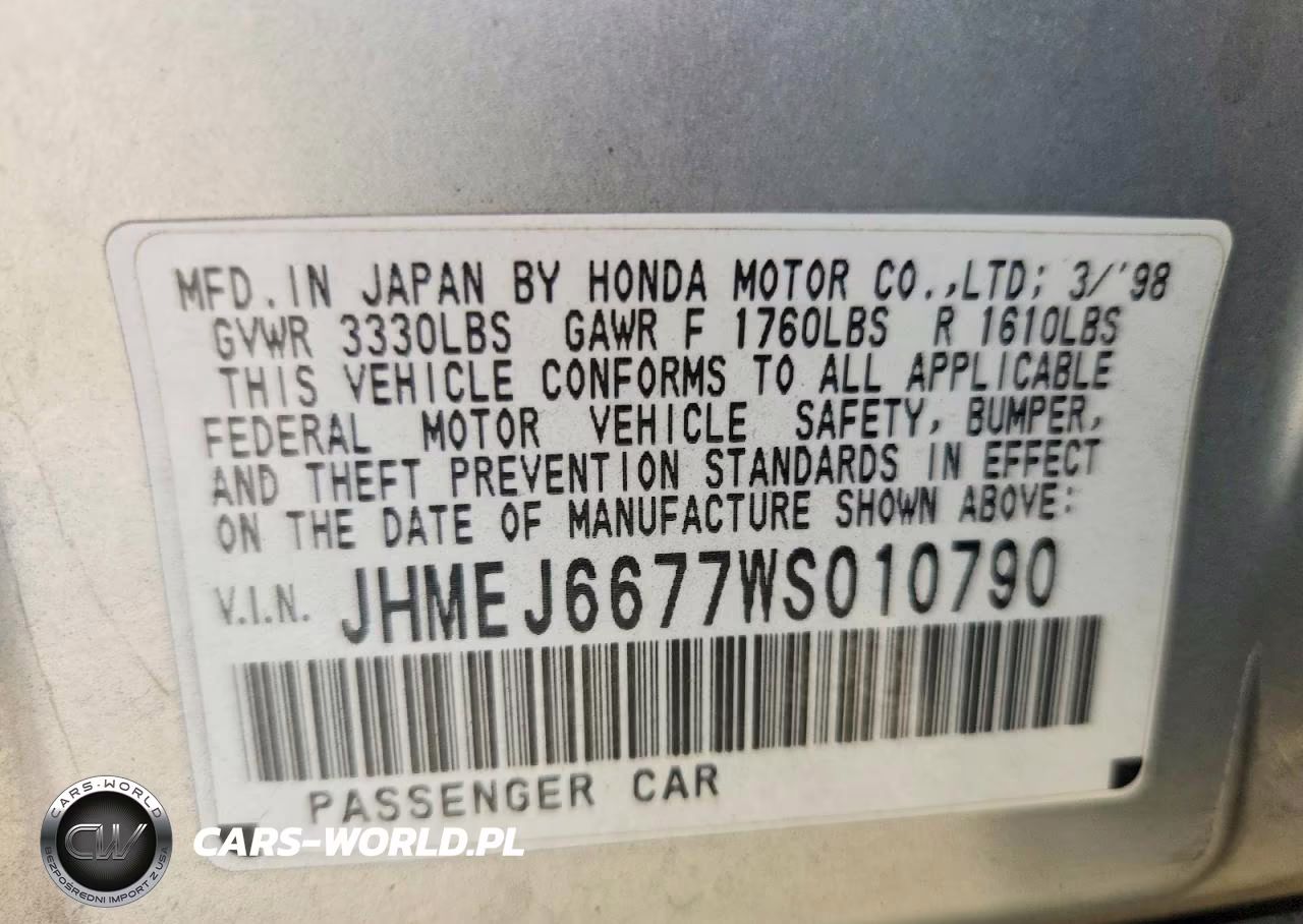 1998 Honda Civic Lx VIN:JHMEJ6677WS010790 - 13