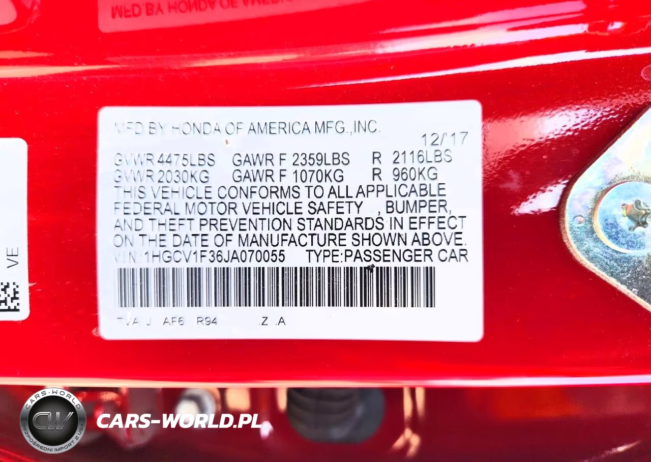 2018 Honda Accord Sport VIN:1HGCV1F36JA070055 - 12