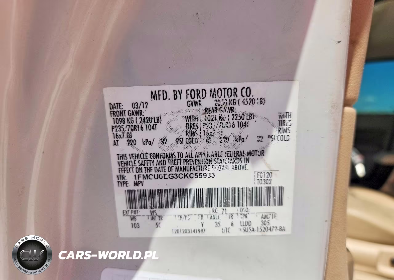 2012 Ford Escape Limited VIN:1FMCU0EG3CKC55933 - 14