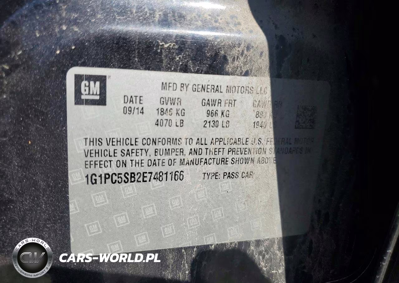 2014 Chevrolet Cruze Lt VIN:1G1PC5SB2E7481166 - 12