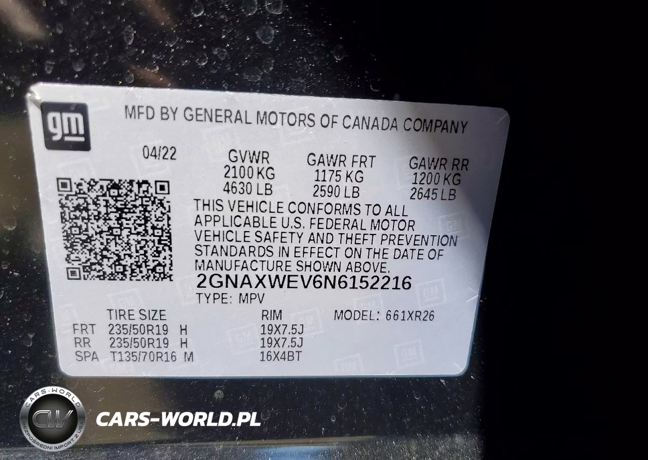 2022 Chevrolet Equinox Rs VIN:2GNAXWEV6N6152216 - 14