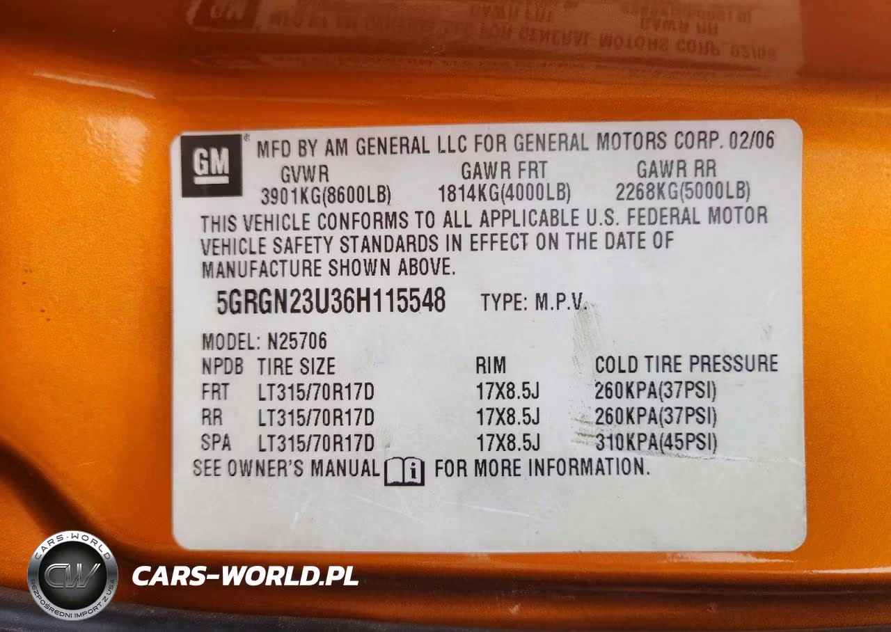 2006 Hummer H2 VIN:5GRGN23U36H115548 - 13