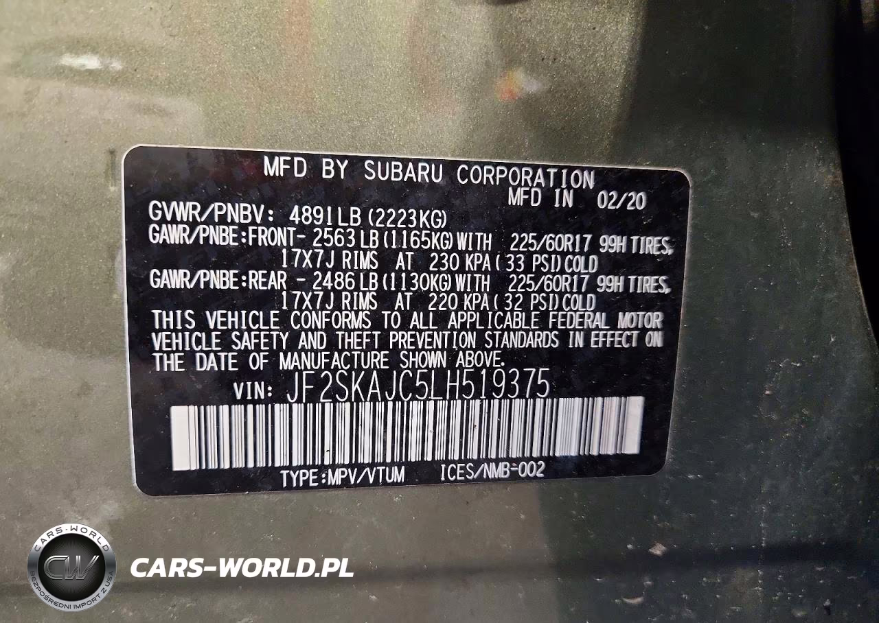 2020 Subaru Forester Premium VIN:JF2SKAJC5LH519375 - 13