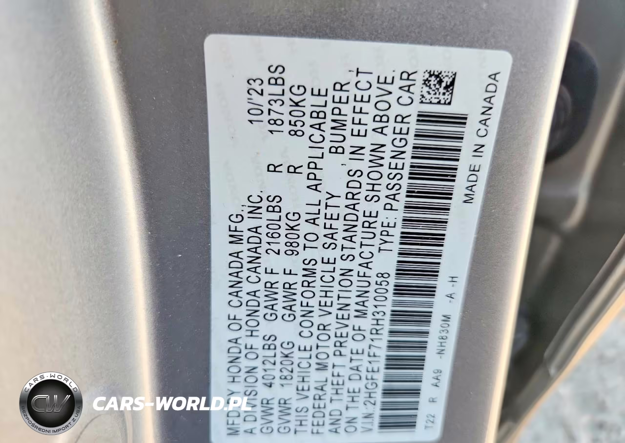 2024 Honda Civic Ex VIN:2HGFE1F71RH310058 - 12