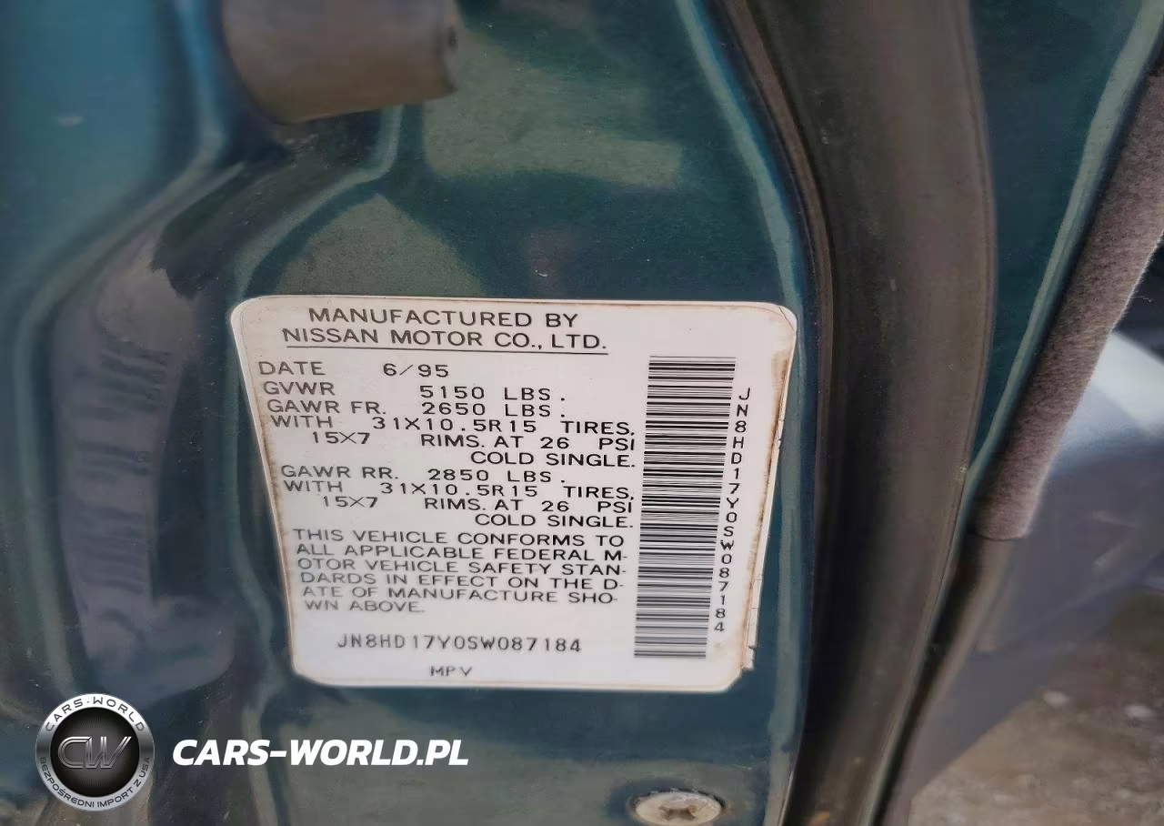 1995 Nissan Pathfinder Xe VIN:JN8HD17Y0SW087184 - 13