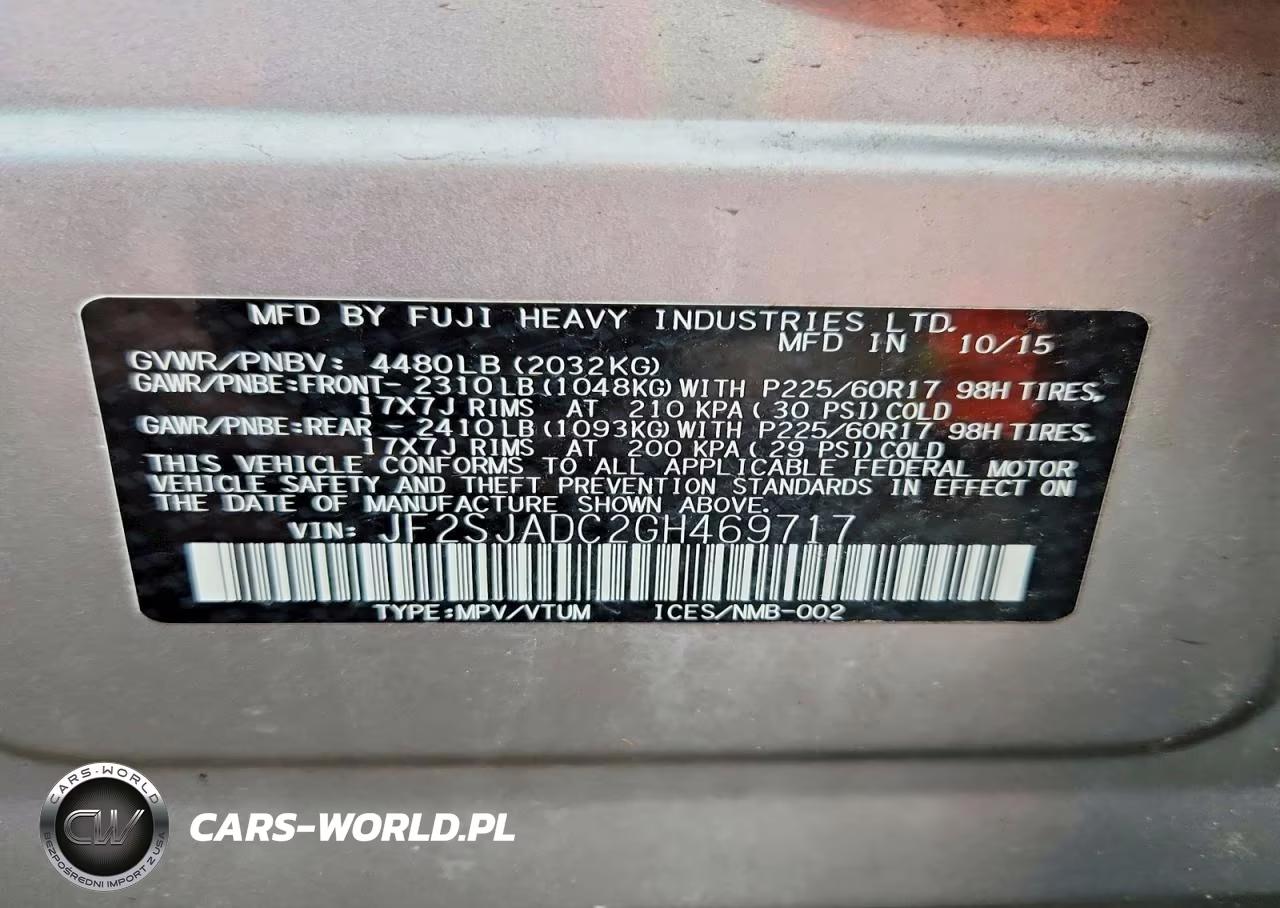 2016 Subaru Forester 2.5I Premium VIN:JF2SJADC2GH469717 - 12