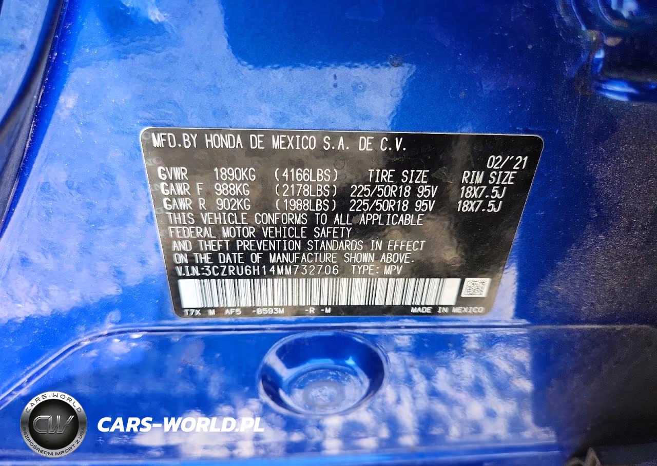 2021 Honda Hr-V Sport VIN:3CZRU6H14MM732706 - 13