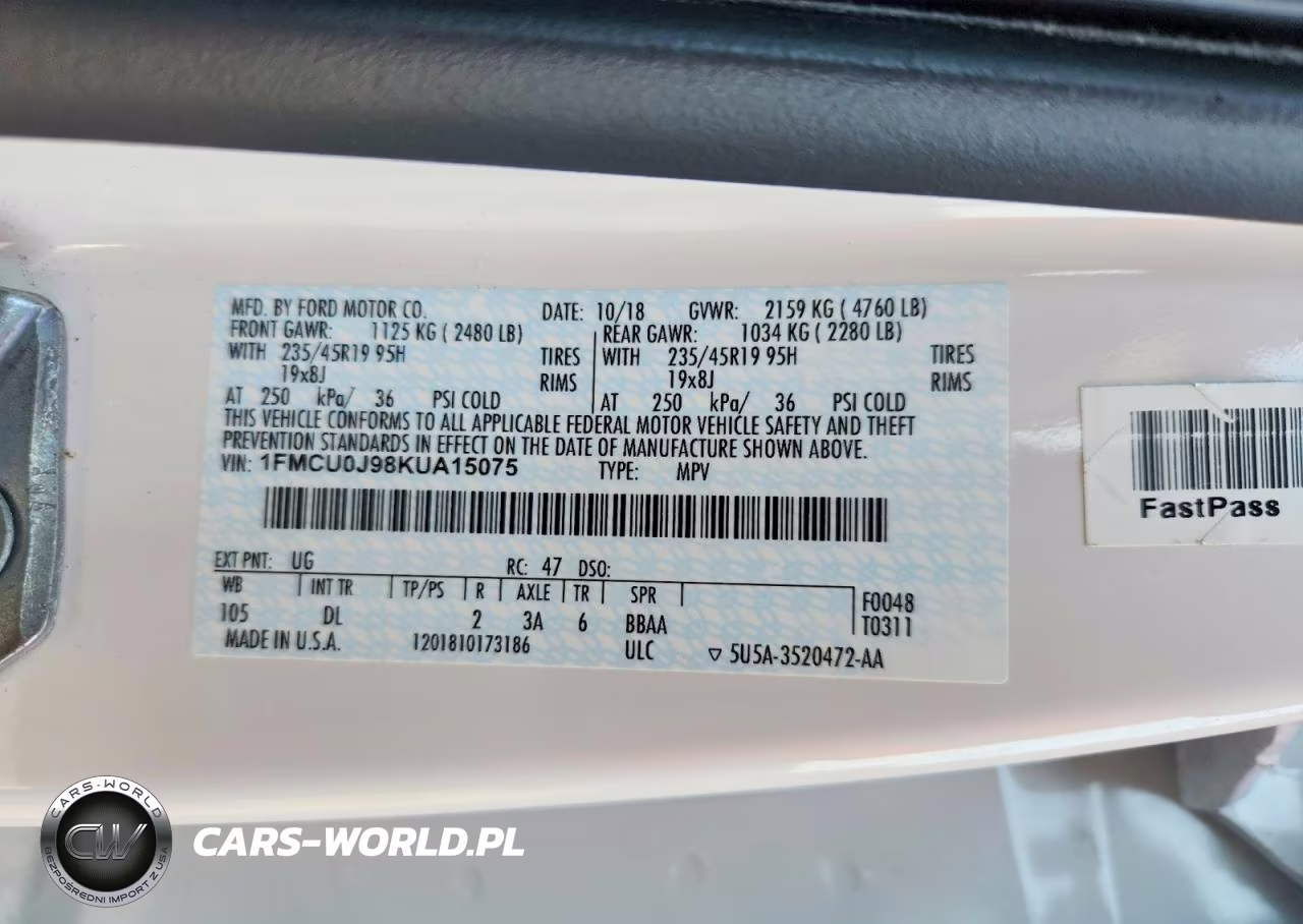 2019 Ford Escape Titanium VIN:1FMCU0J98KUA15075 - 14
