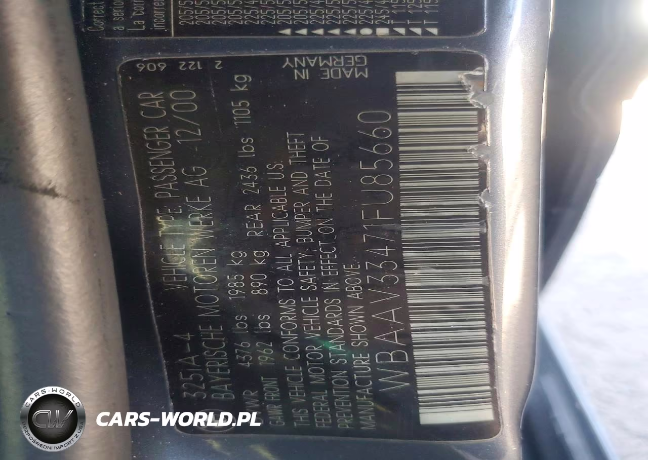 2001 BMW 325 I VIN:WBAAV33471FU85660 - 12