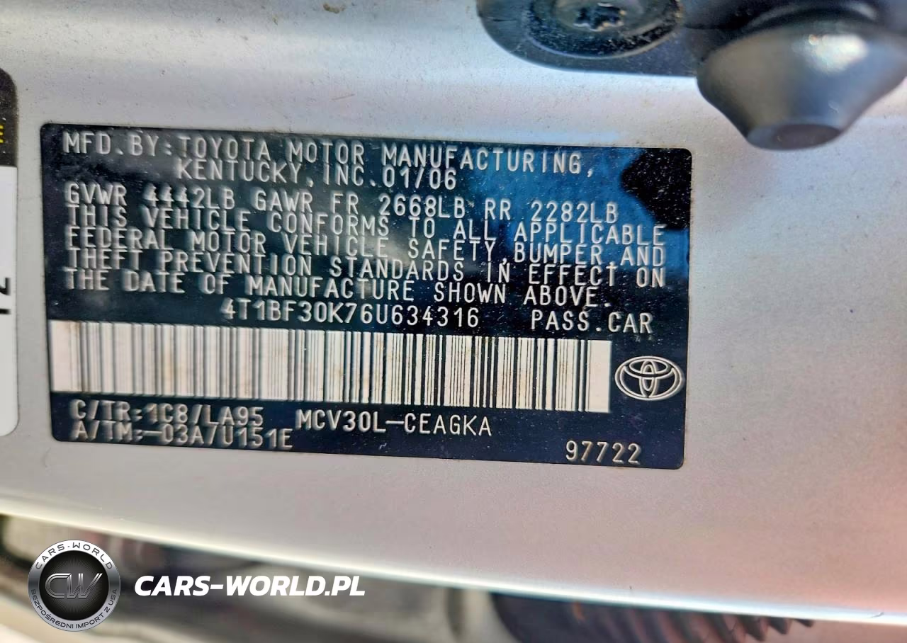 2006 Toyota Camry Xle V6 VIN:4T1BF30K76U634316 - 13
