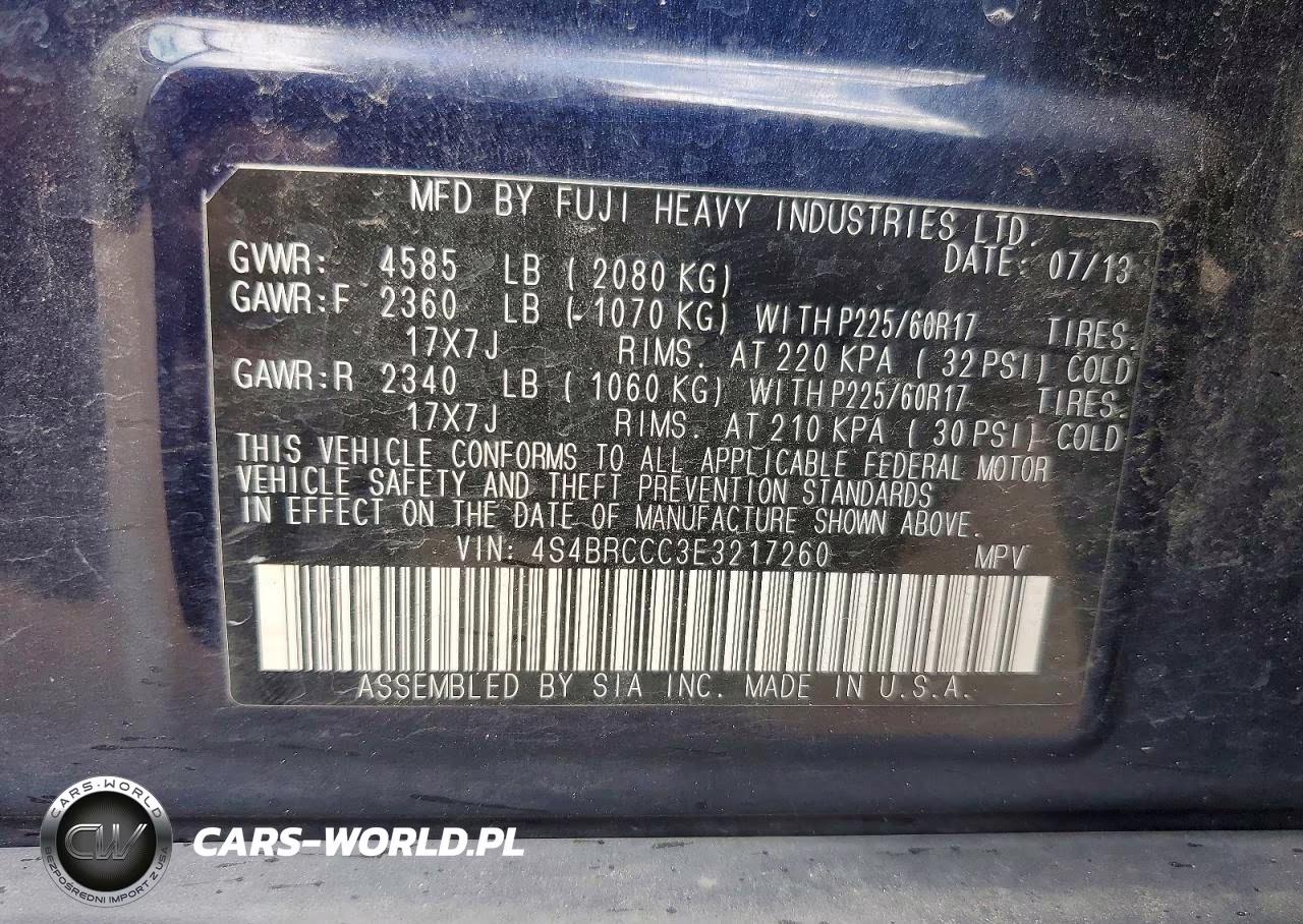 2014 Subaru Outback 2.5I Premium VIN:4S4BRCCC3E3217260 - 13