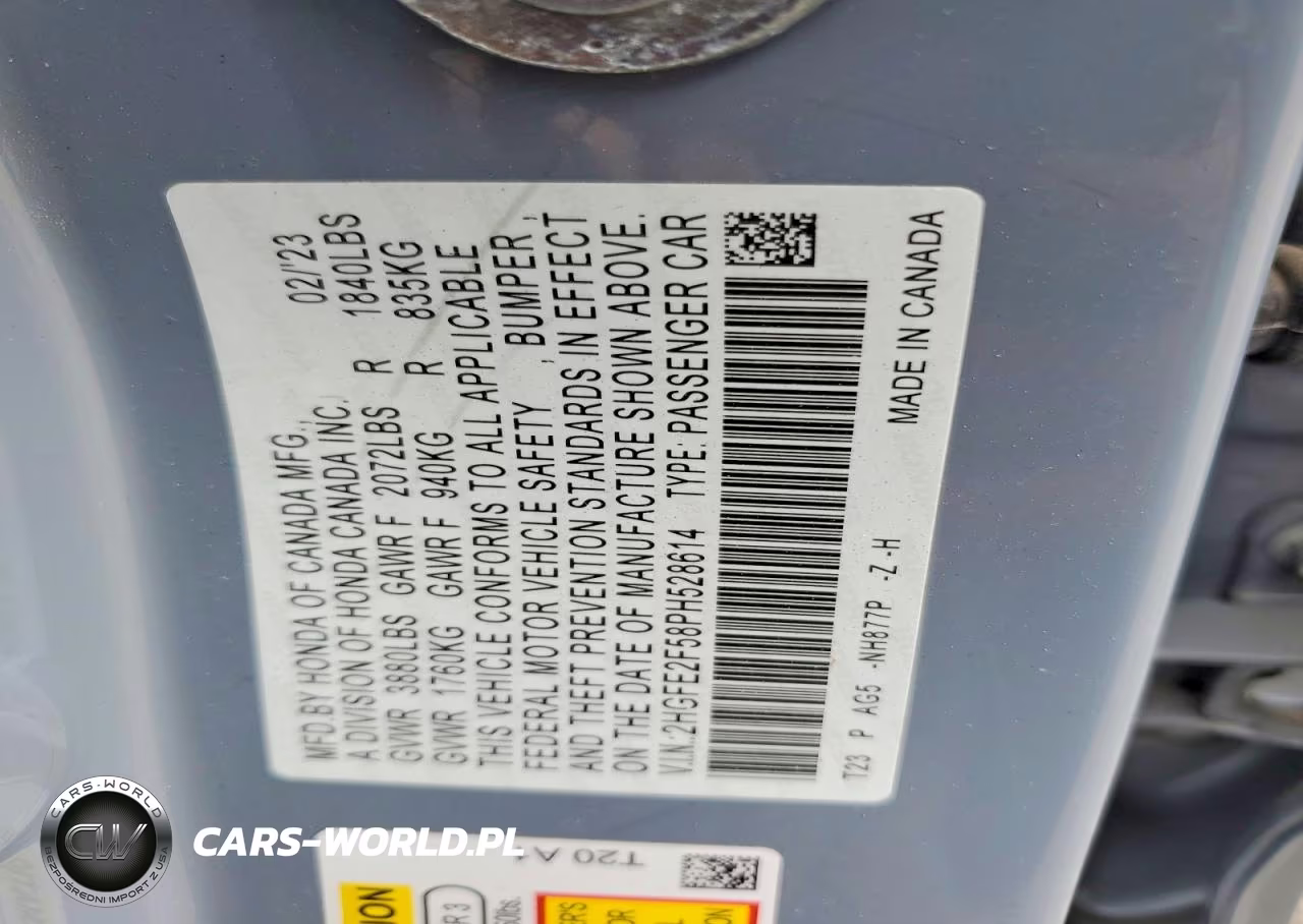2023 Honda Civic Sport VIN:2HGFE2F58PH528614 - 12