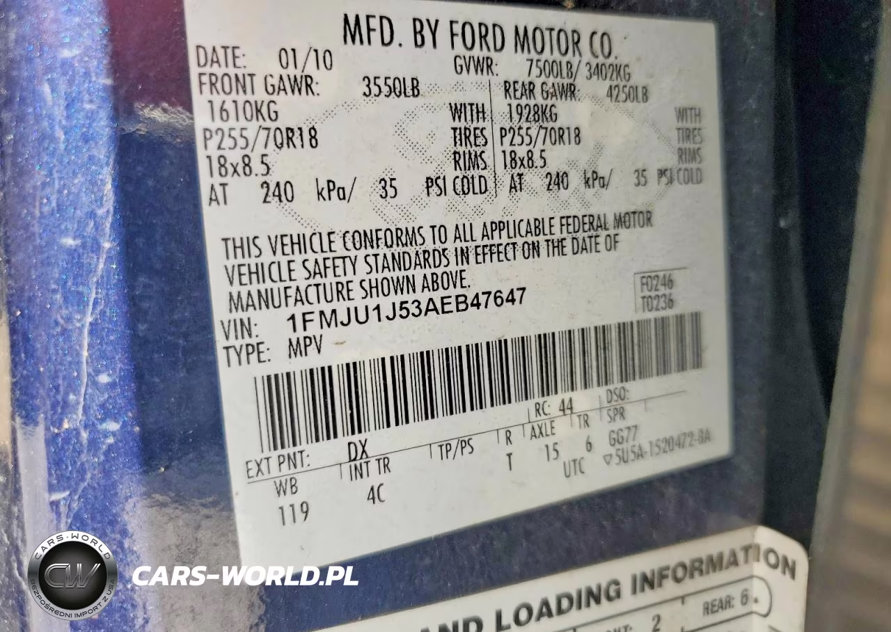 2010 Ford Expedition Eddie Bauer VIN:1FMJU1J53AEB47647 - 13