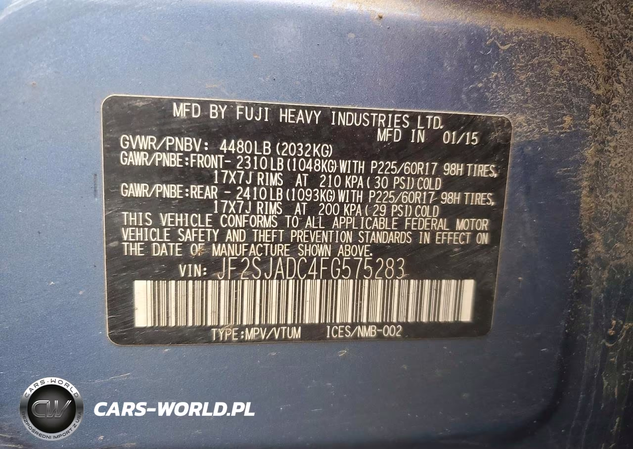 2015 Subaru Forester 2.5I Premium VIN:JF2SJADC4FG575283 - 13