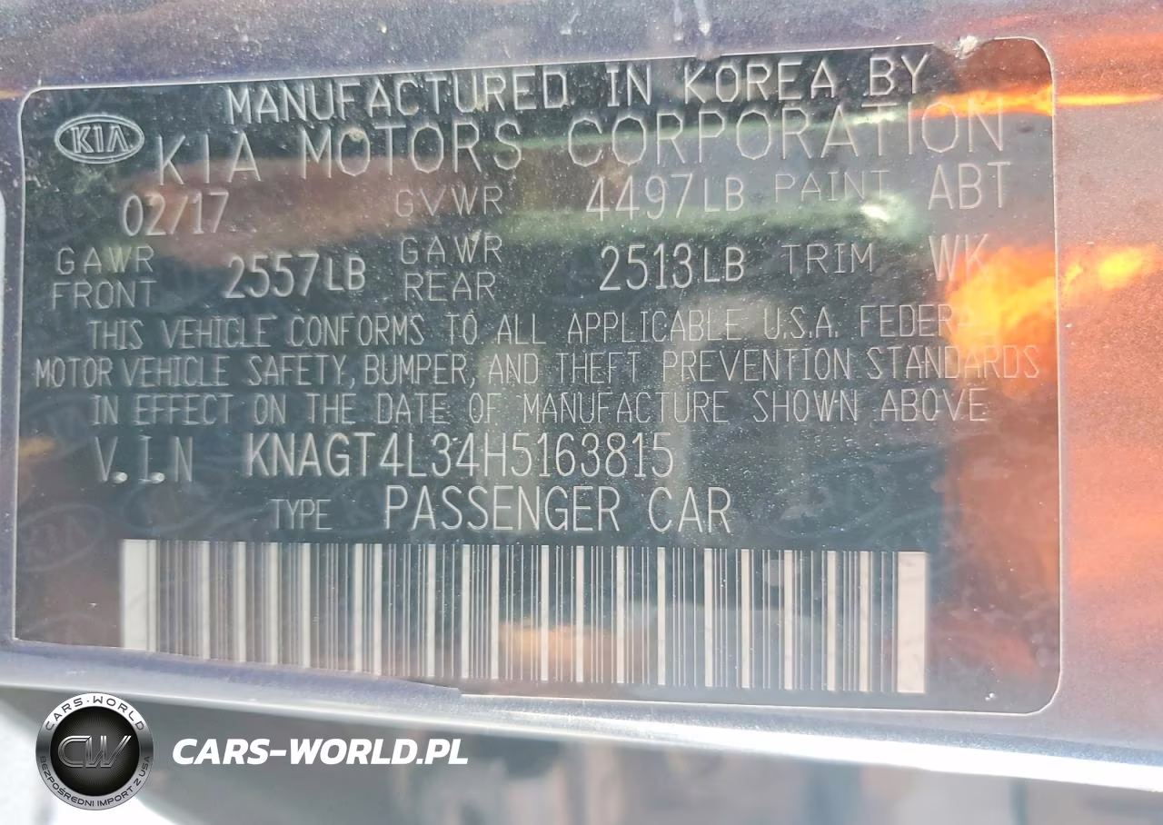 2017 Kia Optima Lx VIN:KNAGT4L34H5163815 - 13