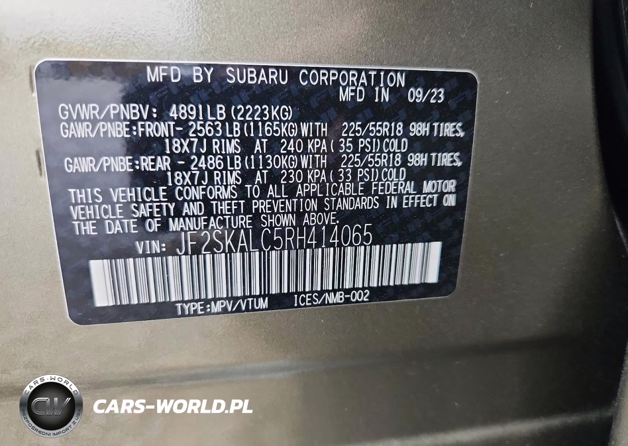 2024 Subaru Forester Limited VIN:JF2SKALC5RH414065 - 14