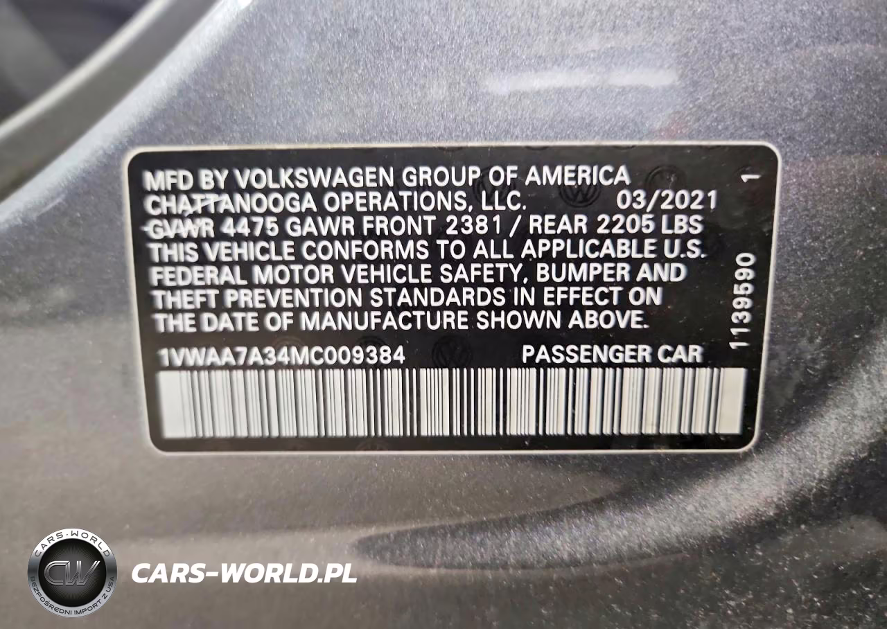 2021 Volkswagen Passat S VIN:1VWAA7A34MC009384 - 12