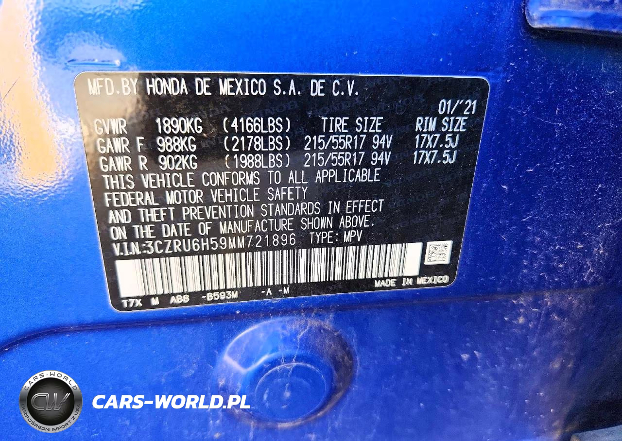 2021 Honda Hr-V Ex VIN:3CZRU6H59MM721896 - 12