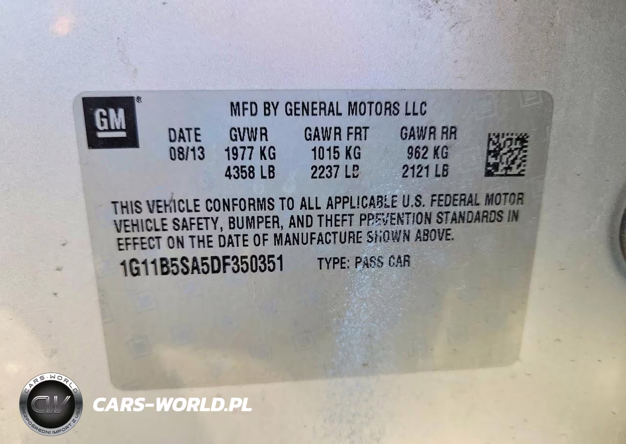 2013 Chevrolet Malibu Ls VIN:1G11B5SA5DF350351 - 12