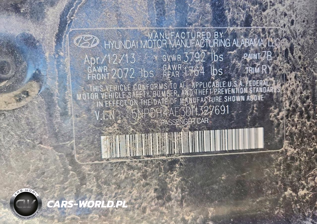 2013 Hyundai Elantra Limited VIN:5NPDH4AE3DH327691 - 12