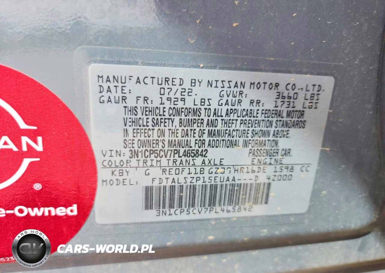 2023 Nissan Kicks Sv VIN:3N1CP5CV7PL465842 - 12