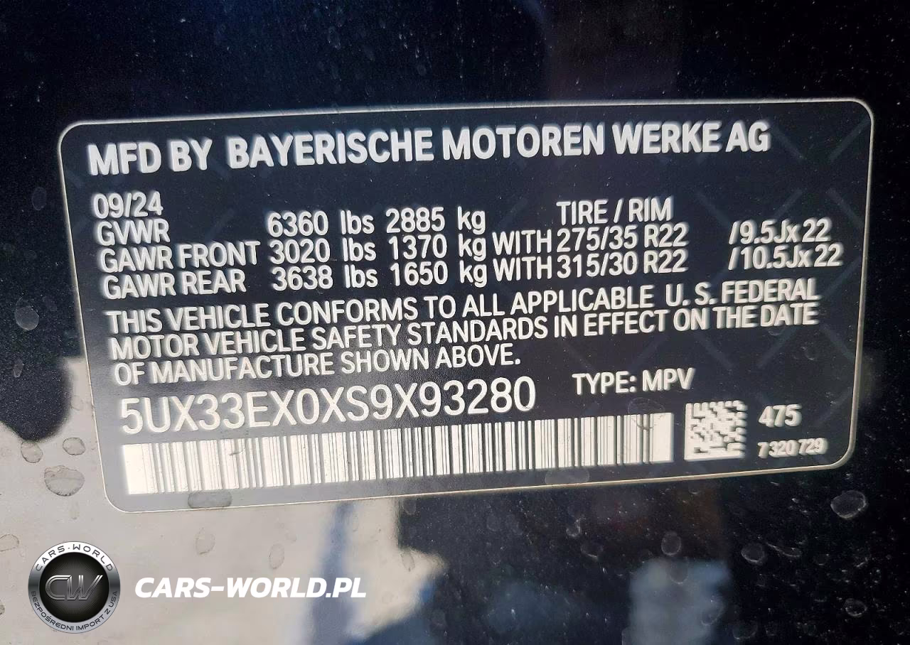 2025 BMW X6 xDrive40I VIN:5UX33EX0XS9X93280 - 14