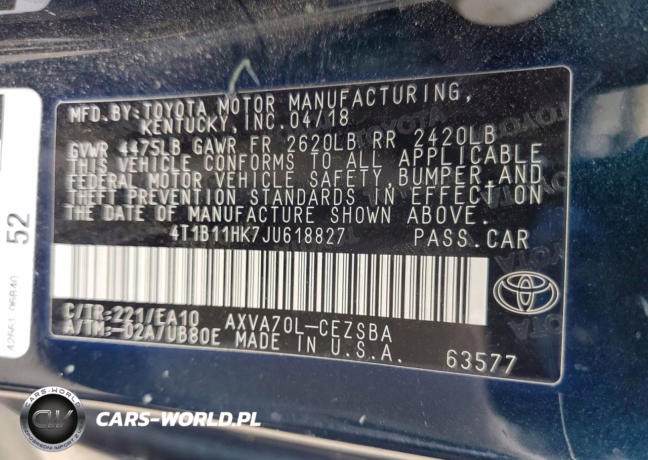2018 Toyota Camry Se VIN:4T1B11HK7JU618827 - 12