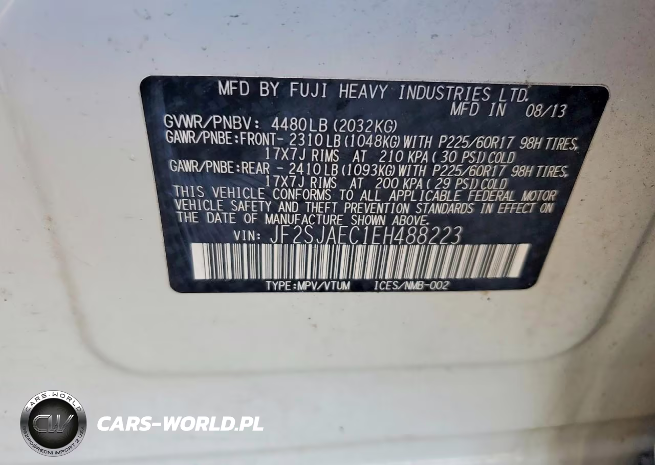 2014 Subaru Forester 2.5I Premium VIN:JF2SJAEC1EH488223 - 13
