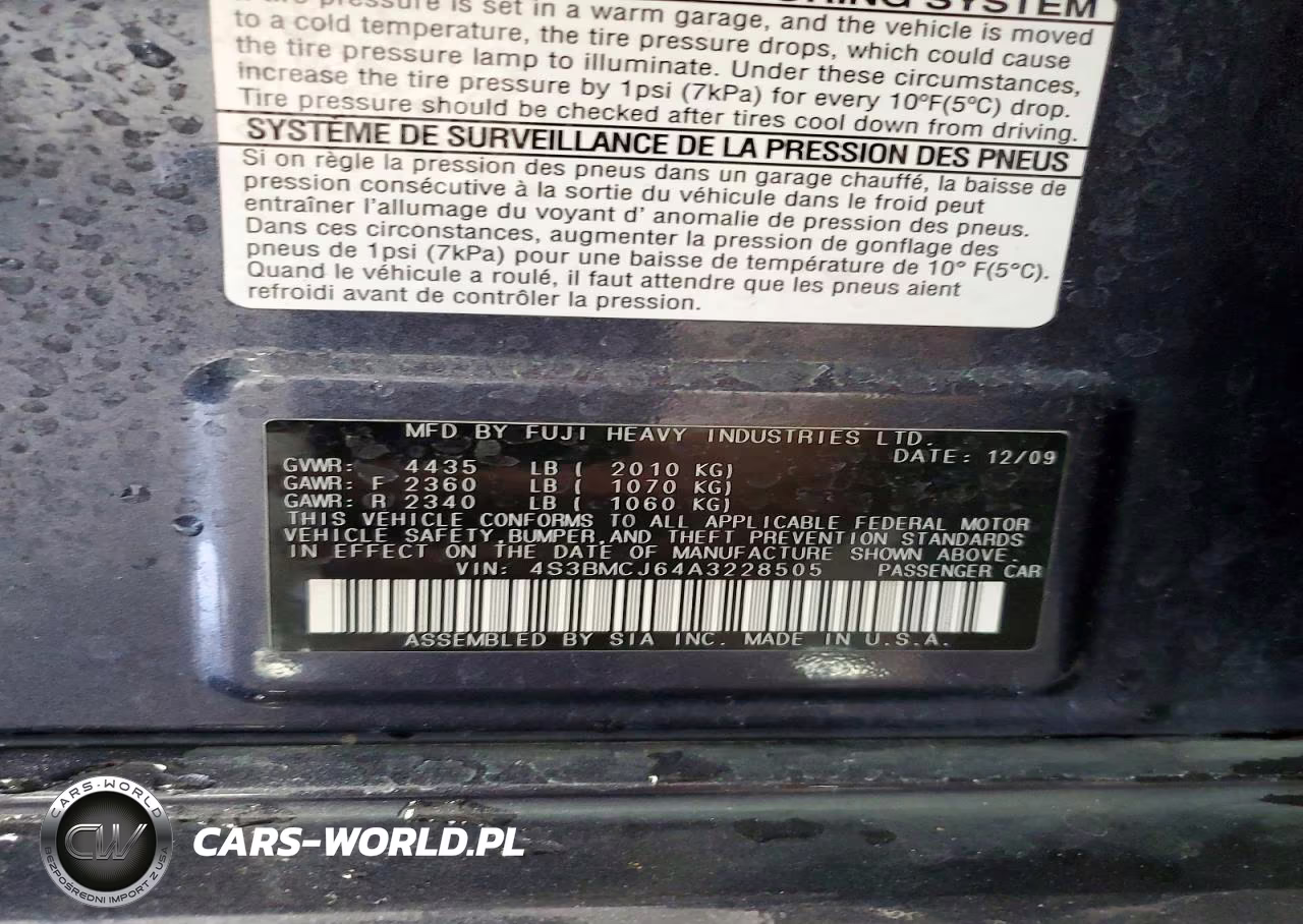 2010 Subaru Legacy 2.5I Limited VIN:4S3BMCJ64A3228505 - 13