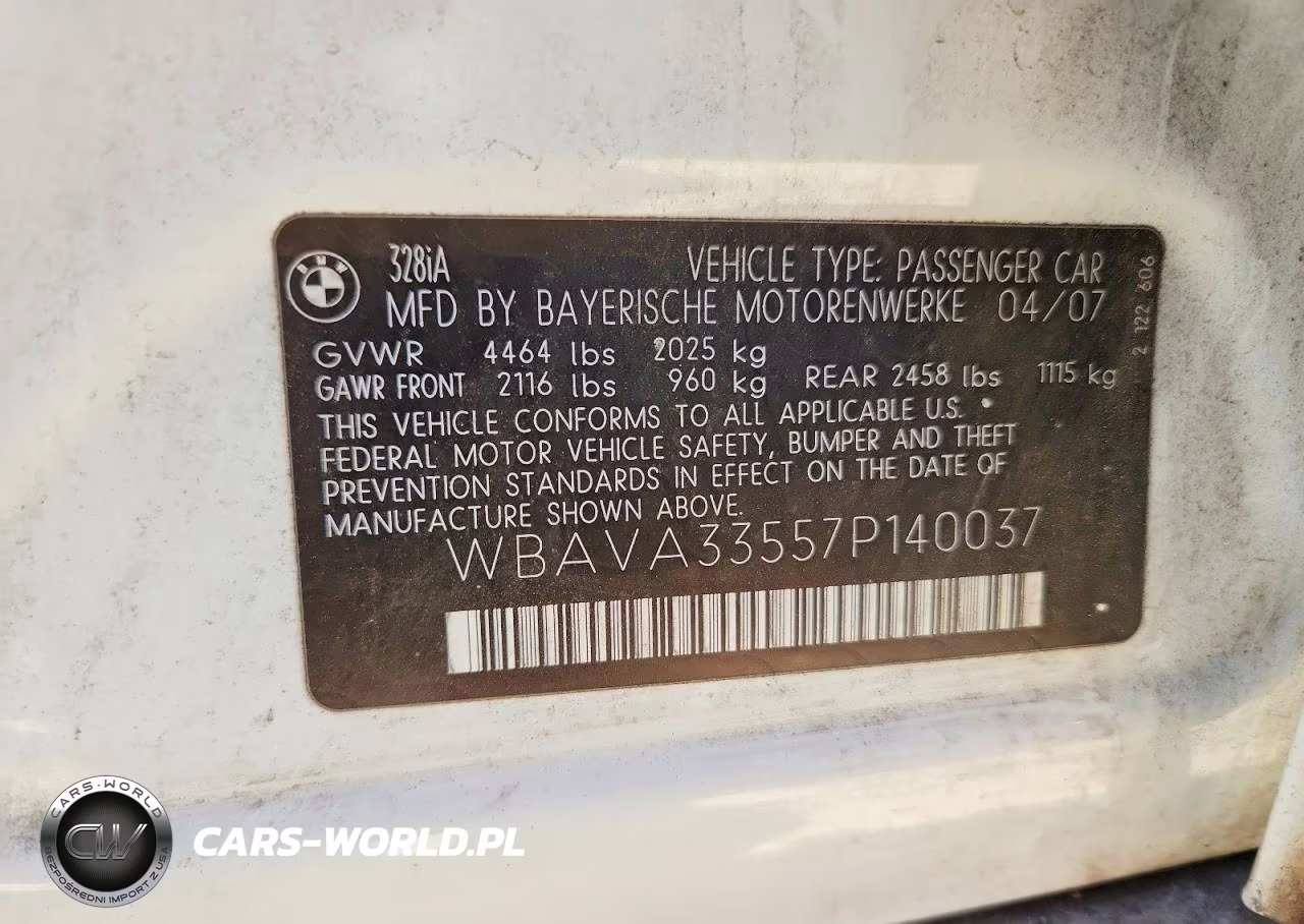 2007 BMW 328 I VIN:WBAVA33557P140037 - 12