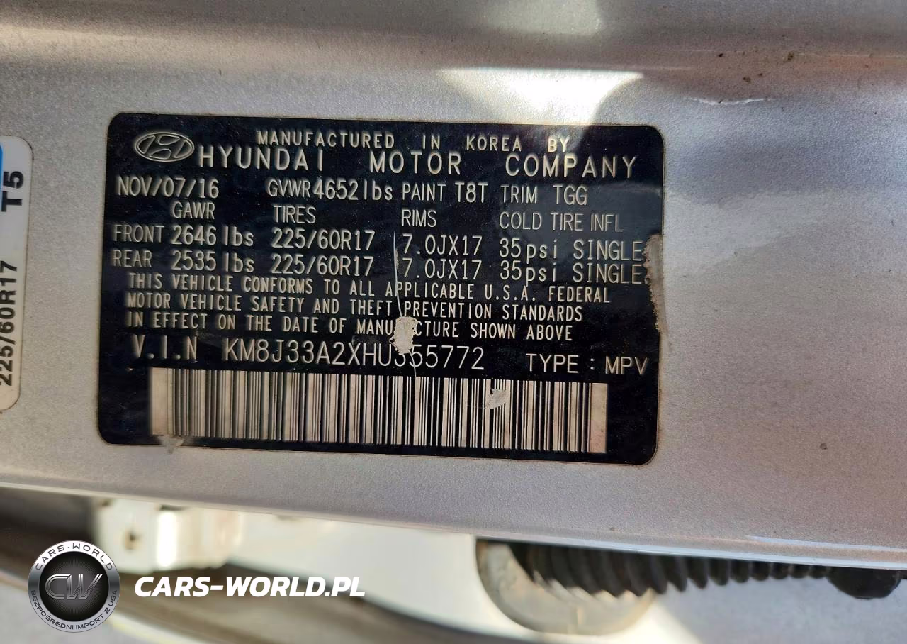 2017 Hyundai Tucson Eco VIN:KM8J33A2XHU355772 - 13