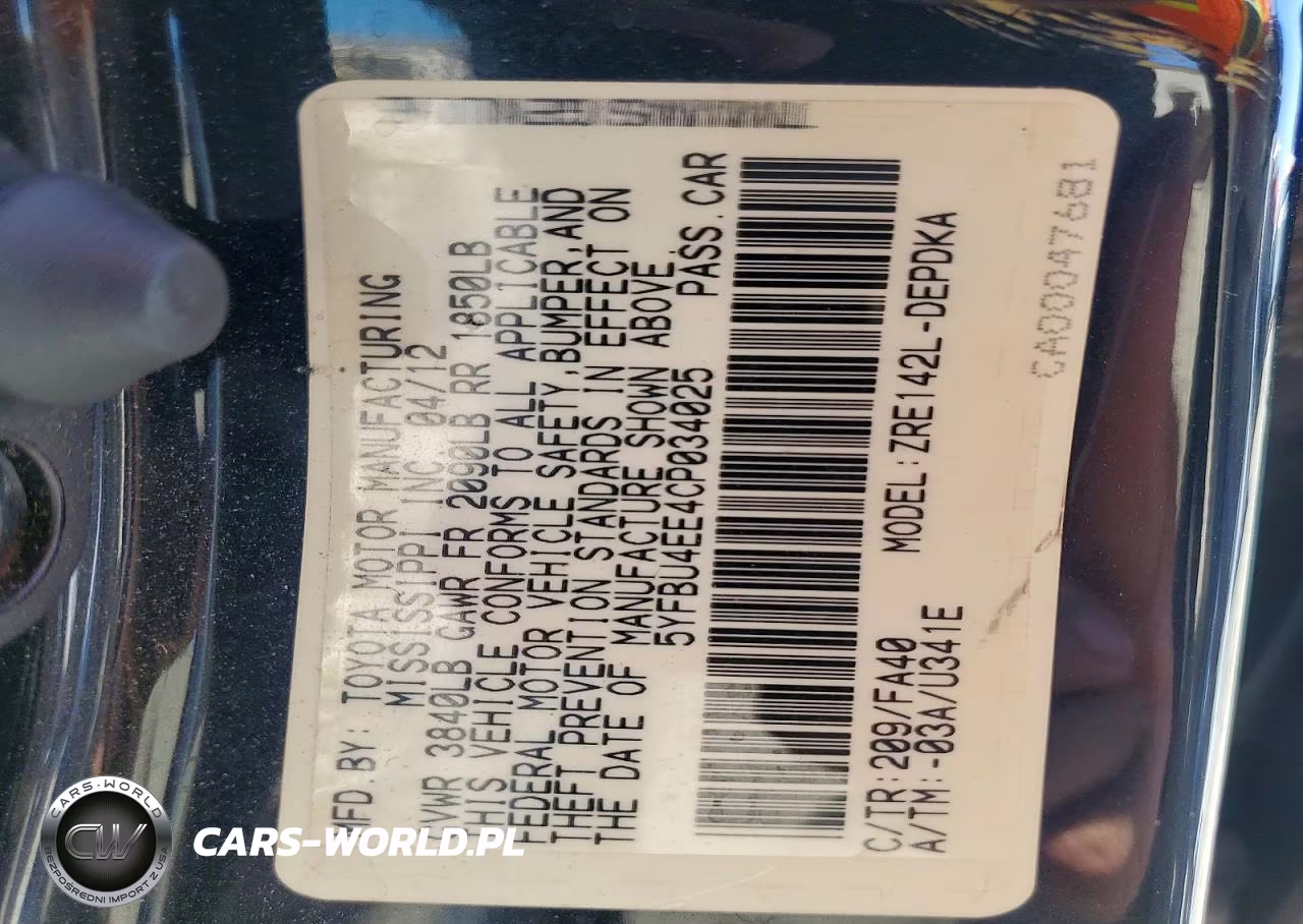 2012 Toyota Corolla L VIN:5YFBU4EE4CP034025 - 12