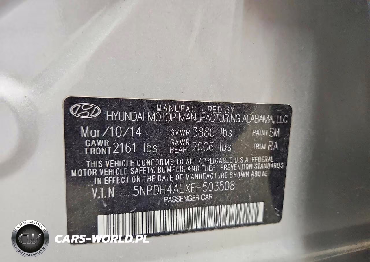 2014 Hyundai Elantra Se VIN:5NPDH4AEXEH503508 - 12