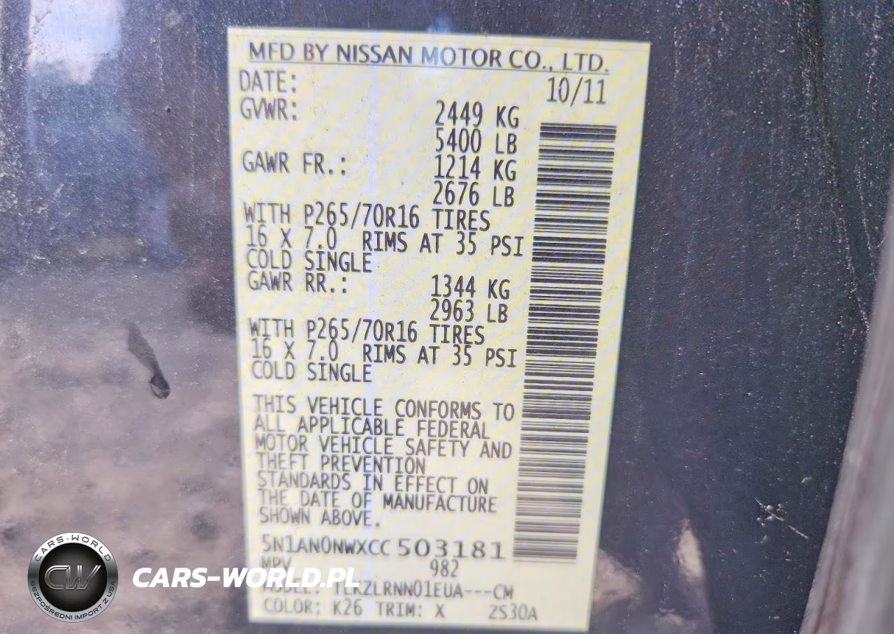 2012 Nissan Xterra X VIN:5N1AN0NWXCC503181 - 13
