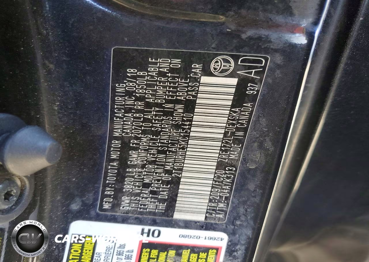 2019 Toyota Corolla Se VIN:2T1BURHE5JC154410 - 12