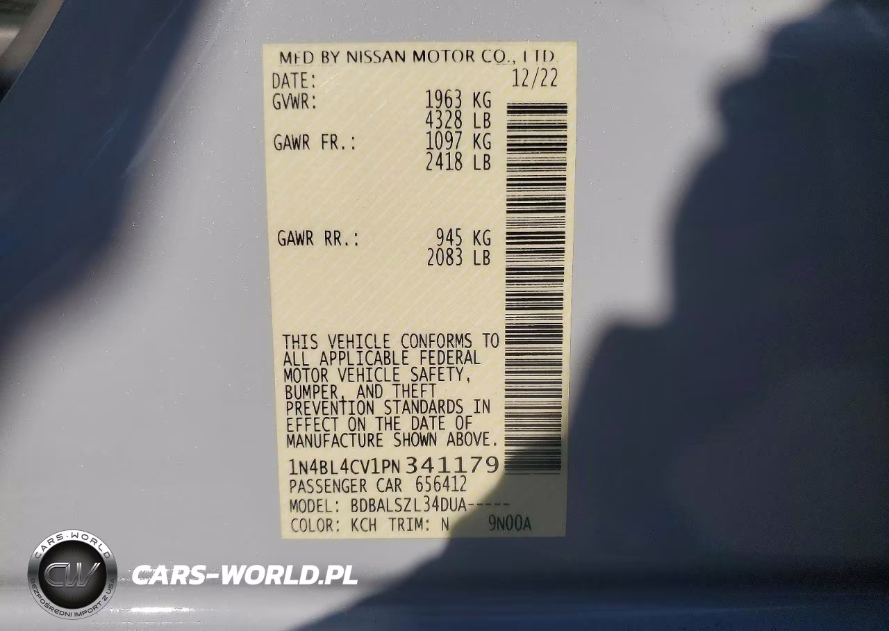 2023 Nissan Altima Sr VIN:1N4BL4CV1PN341179 - 12