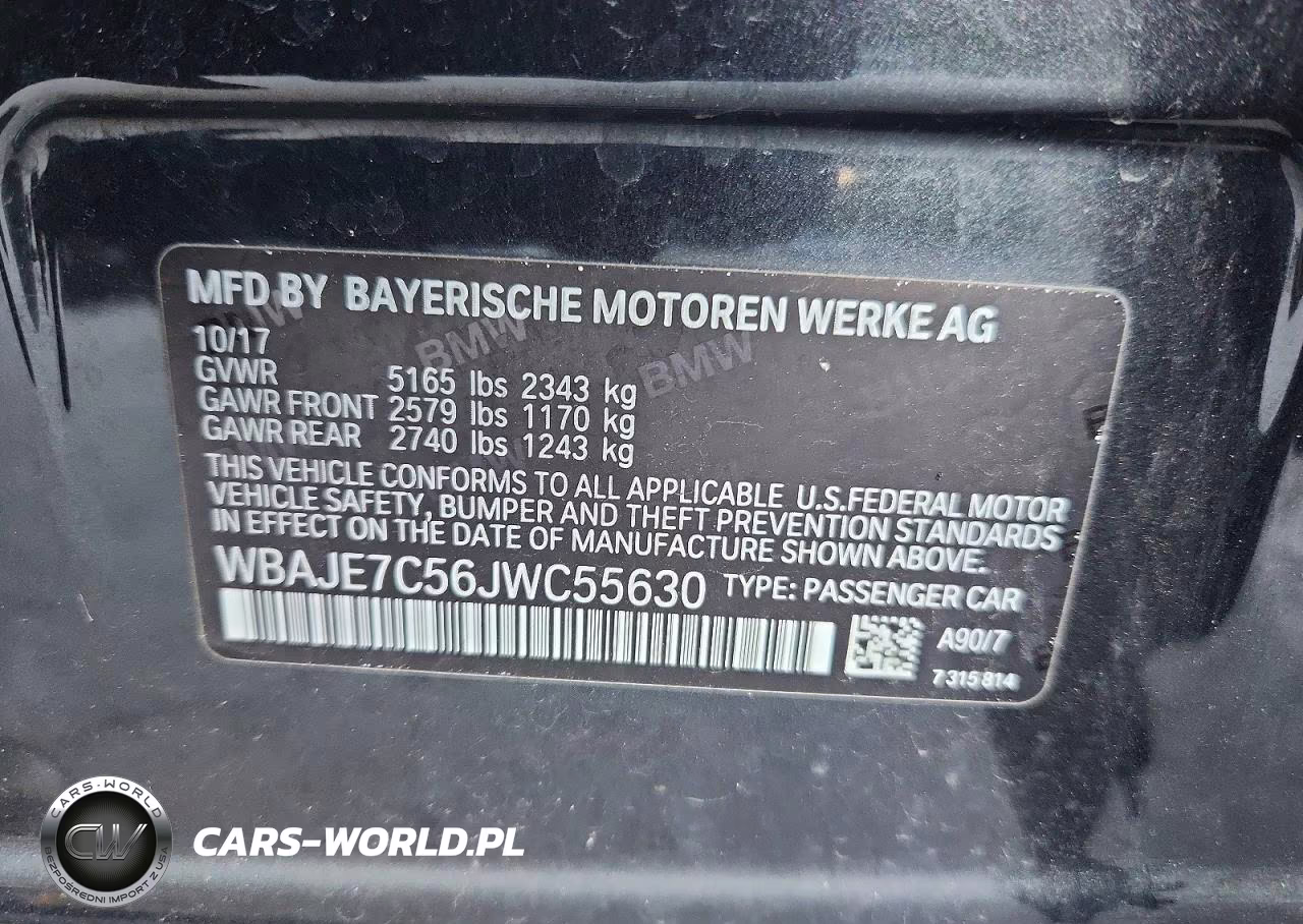 2018 BMW 540 Xi VIN:WBAJE7C56JWC55630 - 12