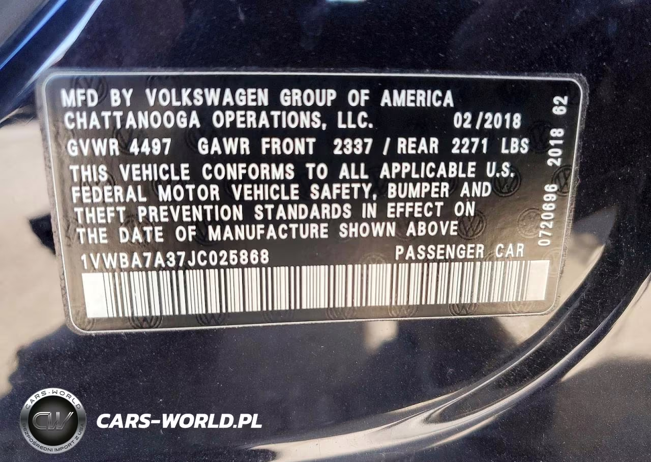 2018 Volkswagen Passat Se VIN:1VWBA7A37JC025868 - 13