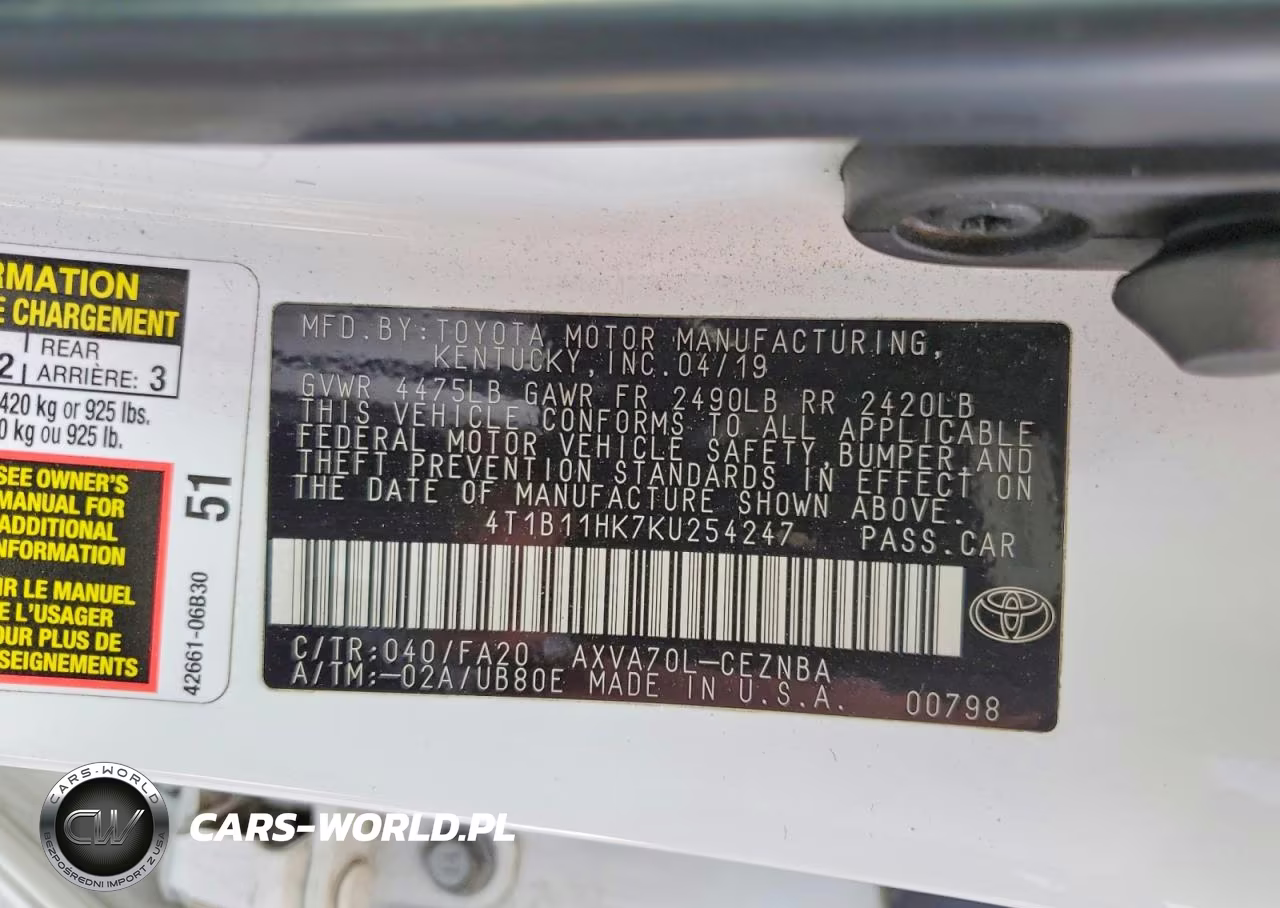 2019 Toyota Camry Le VIN:4T1B11HK7KU254247 - 12