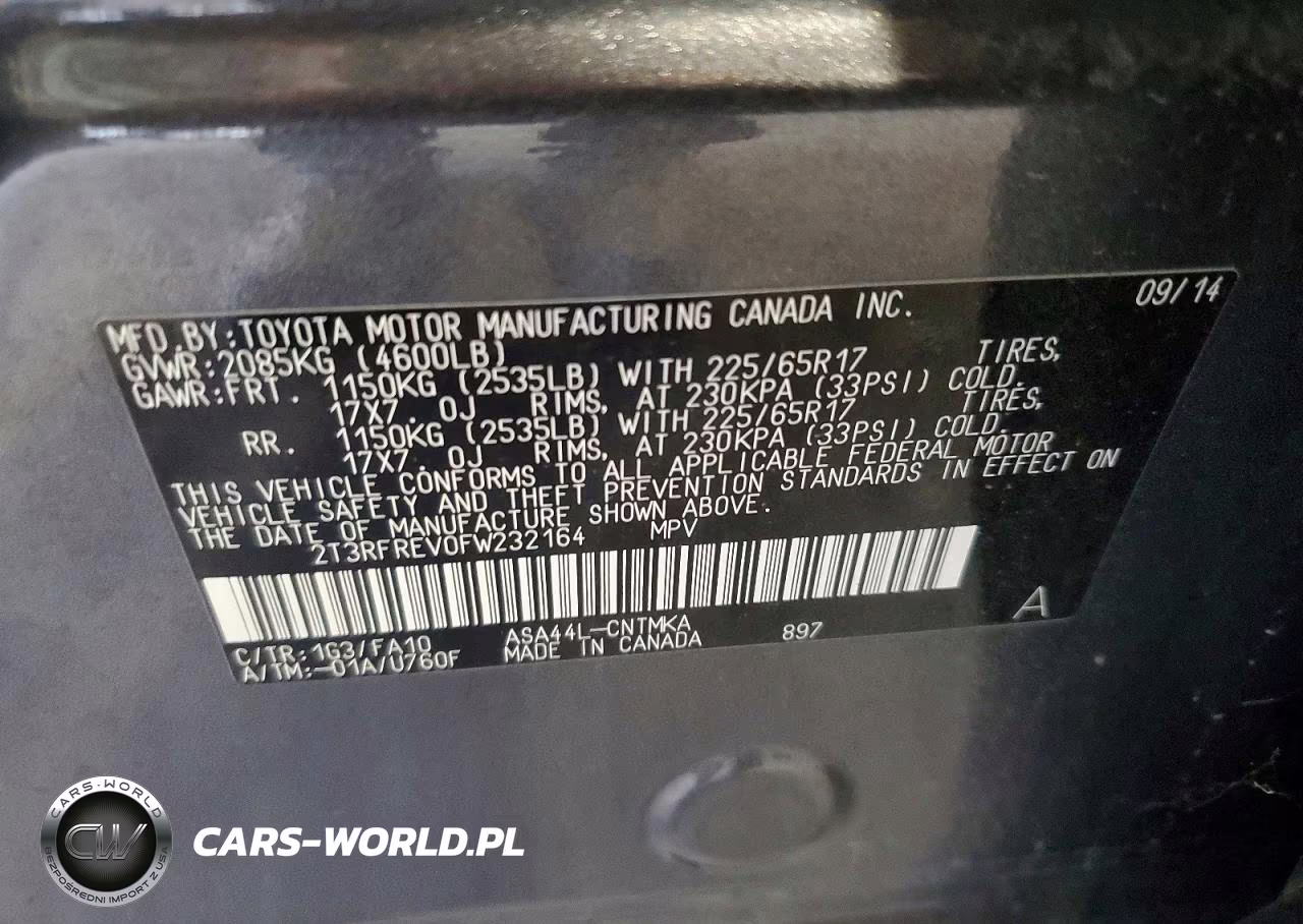 2015 Toyota Rav4 Xle VIN:2T3RFREV0FW232164 - 13