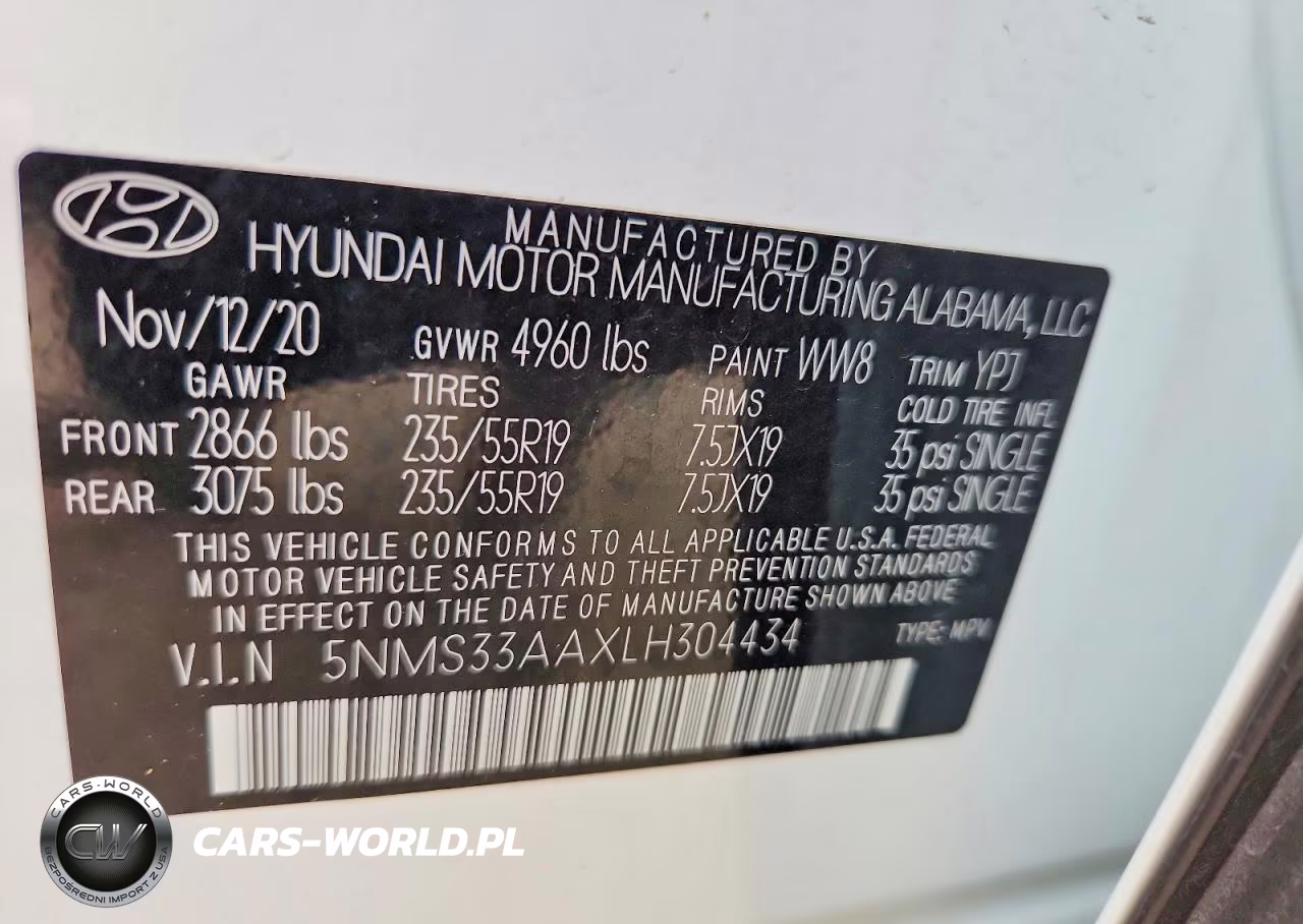 2020 Hyundai Santa Fe Sel 2.0T VIN:5NMS33AAXLH304434 - 12