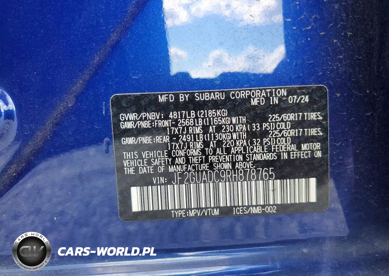 2024 Subaru Crosstrek Premium VIN:JF2GUADC9RH878765 - 14