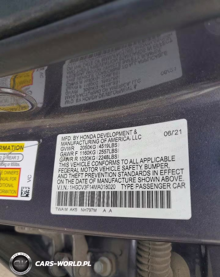 2021 Honda Accord Hybrid VIN:1HGCV3F14MA018020 - 12