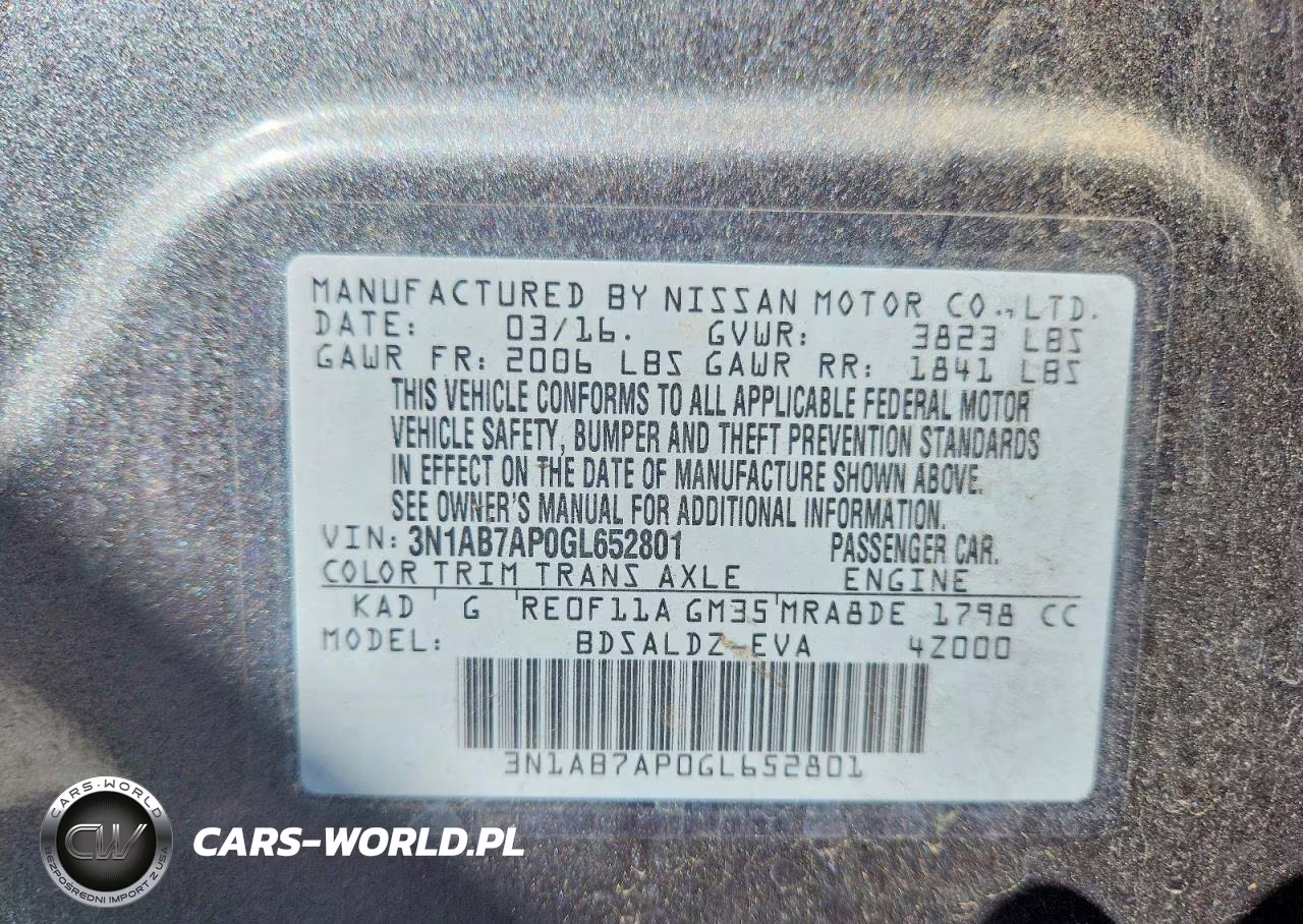 2016 Nissan Sentra Sv VIN:3N1AB7AP0GL652801 - 12