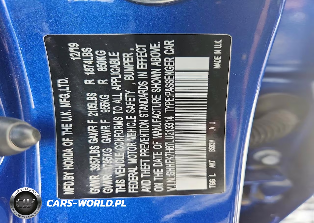 2020 Honda Civic Exl VIN:SHHFK7H87LU213314 - 12