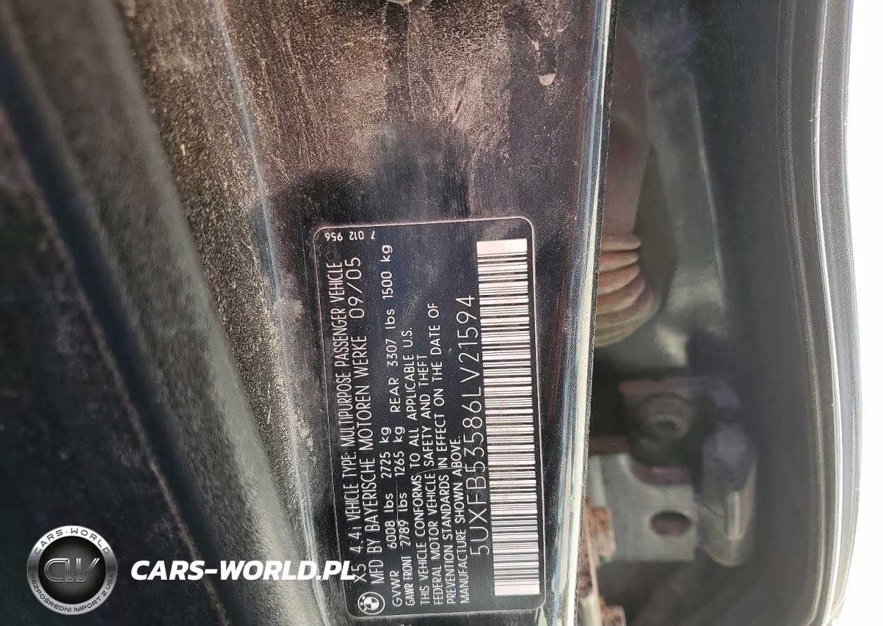 2006 BMW X5 4.4I VIN:5UXFB53586LV21594 - 12