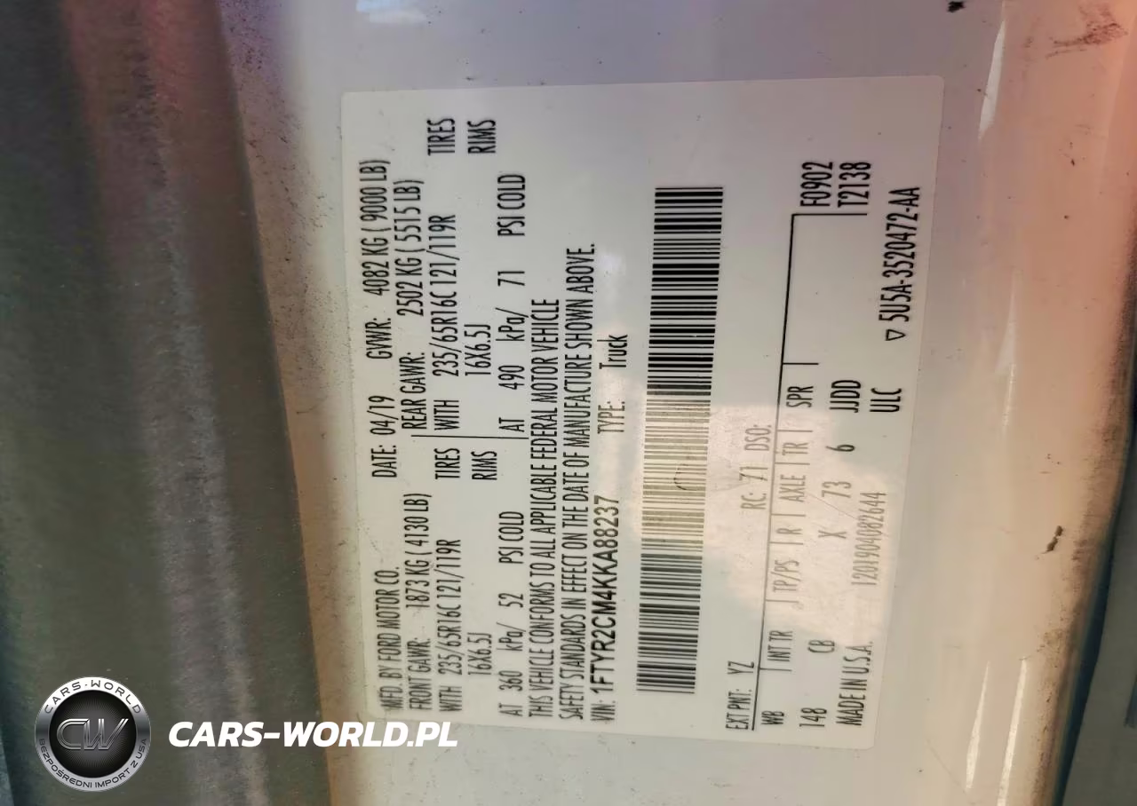 2019 Ford Transit T-250 Delivery Van VIN:1FTYR2CM4KKA88237 - 13