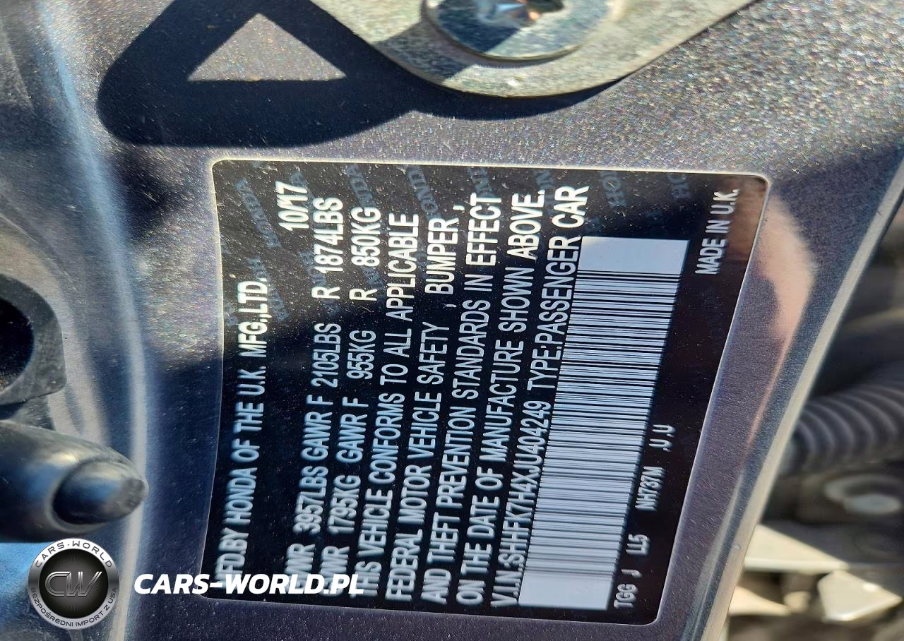 2018 Honda Civic Sport VIN:SHHFK7H4XJU404249 - 12